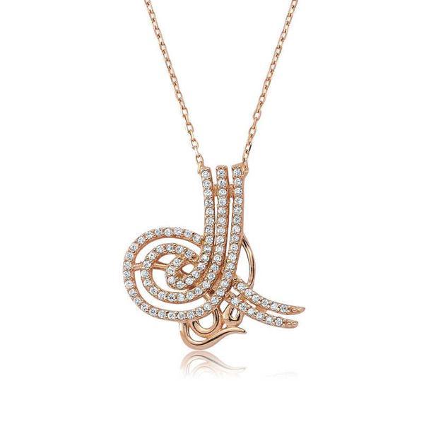 925 Ayar Gümüş Tuğralı Kadın Gümüş Kolye - Image 1