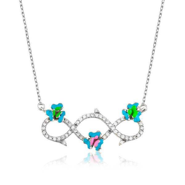 925 Ayar Gümüş Çiçekli Sonsuzluk Kadın Gümüş Kolye - Image 1