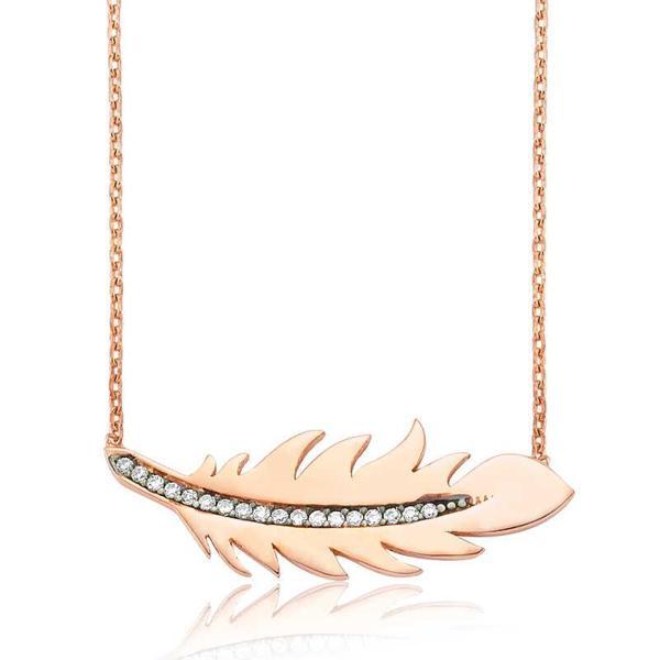 925 Ayar Gümüş Kuş Tüyü Kolye - Image 1