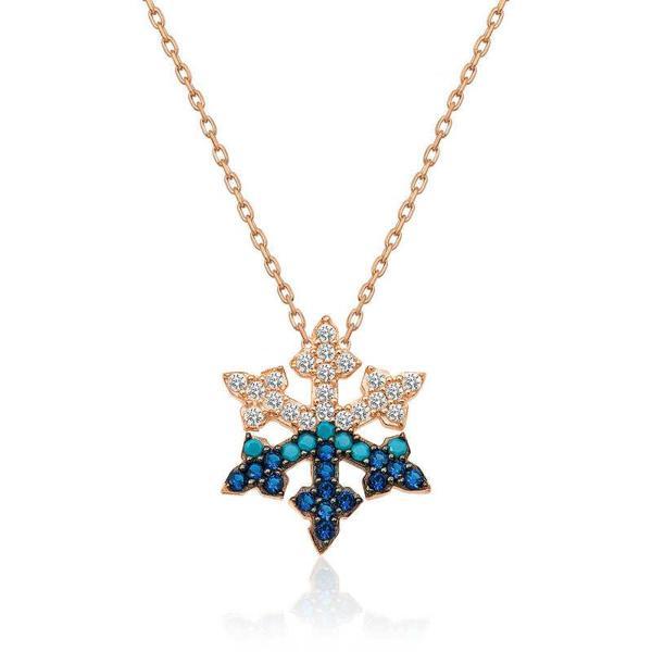 925 Ayar Gümüş Rose Kar Tanesi Kadın Gümüş Kolye - Image 1