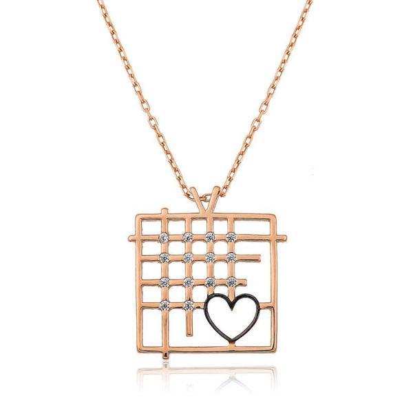 925 Ayar Gümüş Parmaklıklar Arasındaki Aşk Kadın Gümüş Kolye - Image 1