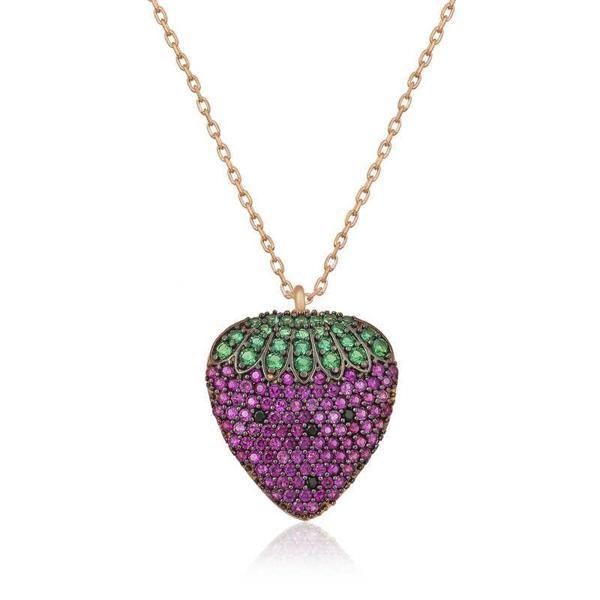 925 Ayar Gümüş Çilek Kadın Gümüş Kolye - Image 1