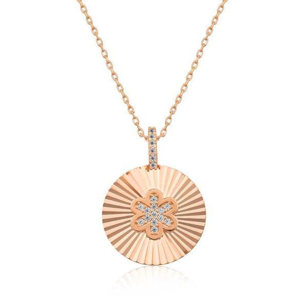 925 Ayar Gümüş Fırfırlı Çiçek Kadın Gümüş Kolye - Image 1