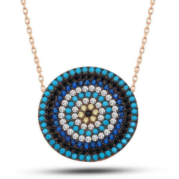 925 Ayar ​Gümüş Rose Nazar Kadın Kolye - Image 1