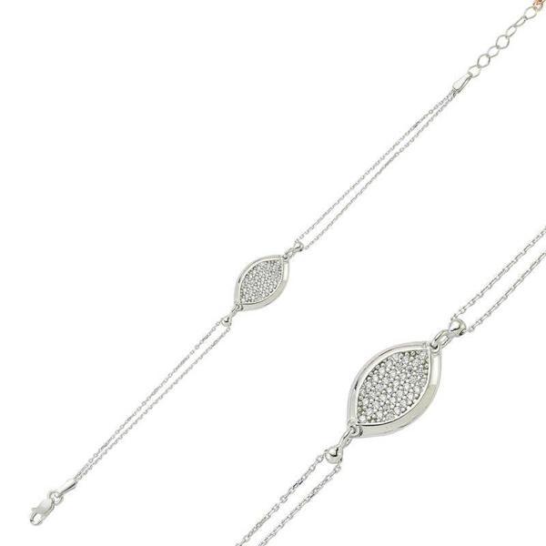 925 Ayar Gümüş Beyaz Taşlı Bileklik - Image 1