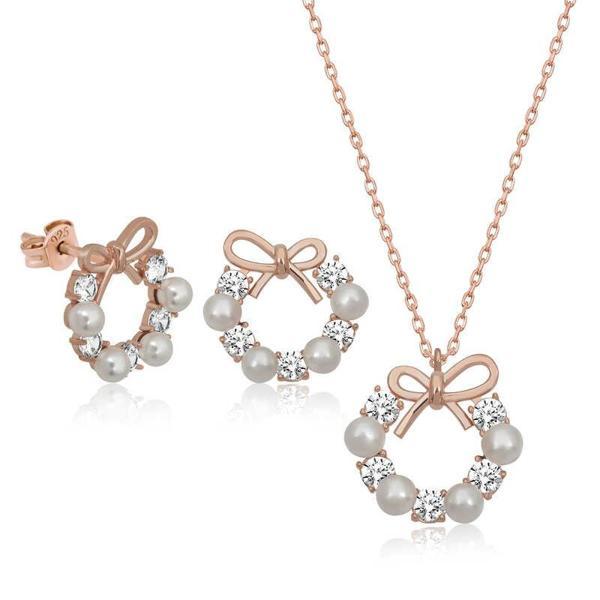 925 Ayar Gümüş İnci Kurdele Kadın Set - Image 1