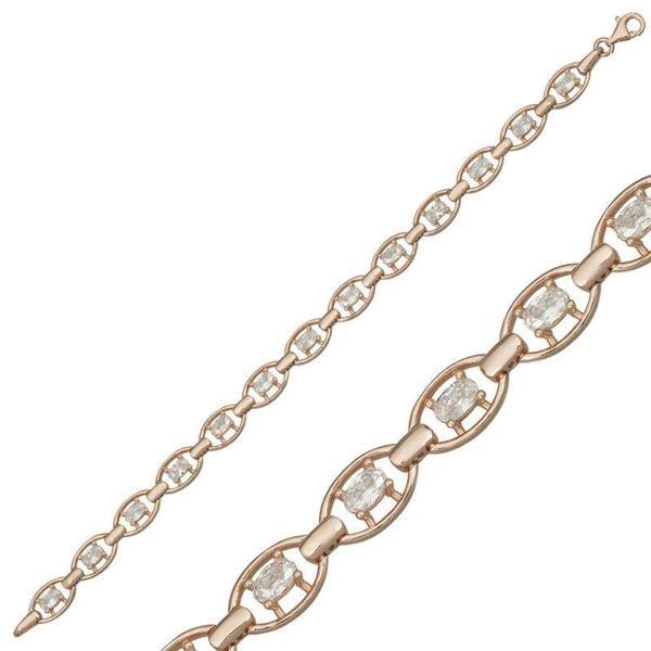 925 Ayar Gümüş Rose Oval Su Yolu Bileklik - Image 1