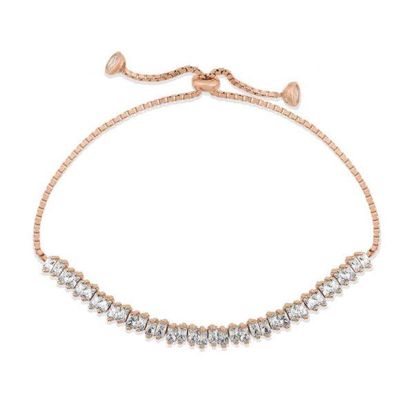 925 Ayar Gümüş Rose Baget Taşlı Su Yolu Asansör Bileklik - Image 1