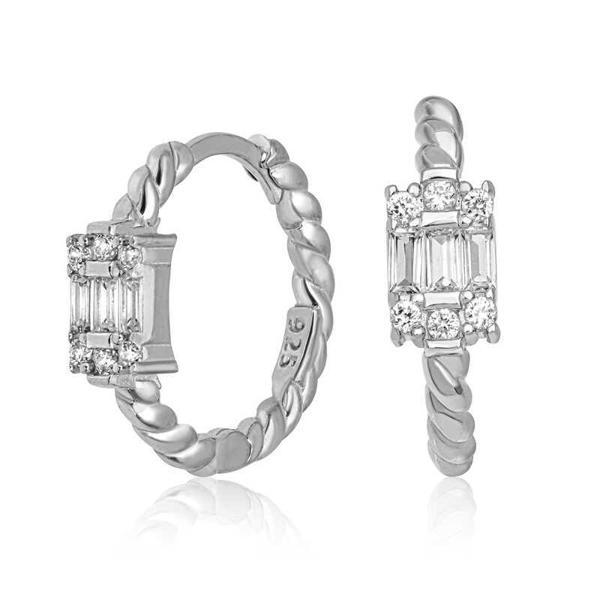 925 Ayar Gümüş Baget Taşlı Kadın Küpe - Image 1