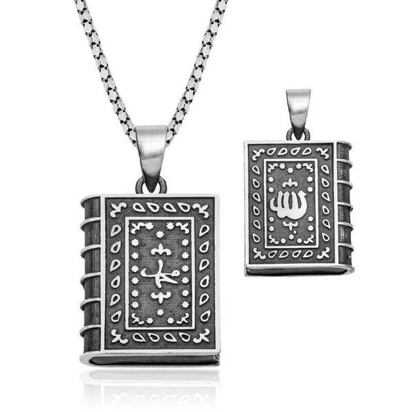 Gümüş Kare İçi Açılabilen Allah Muskalık Kolye - Image 1