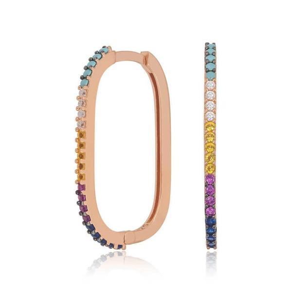 Gümüş Mix Taşlı Halka Küpe - Image 1