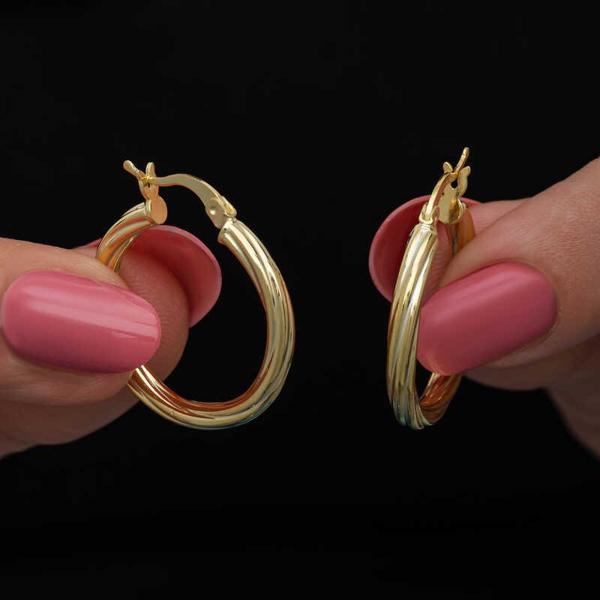 Gümüş Gold 3 mm Burgu Şarnel Küpe - Image 1