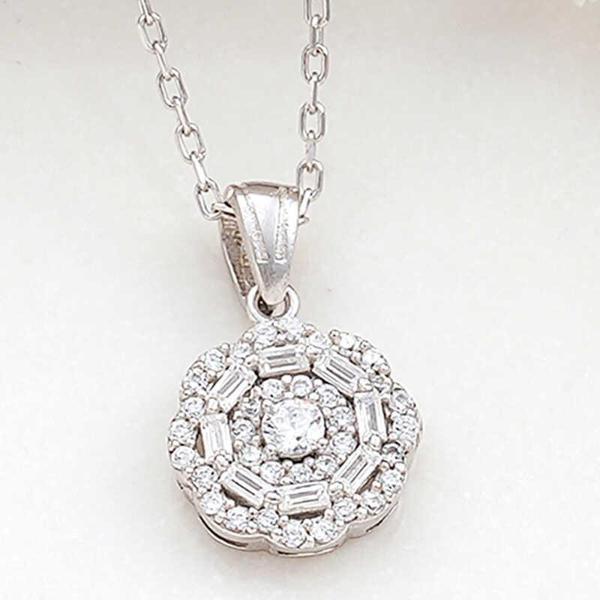 925 Ayar Gümüş Zirkon Taşlı Çiçek Kadın Kolye - Image 1