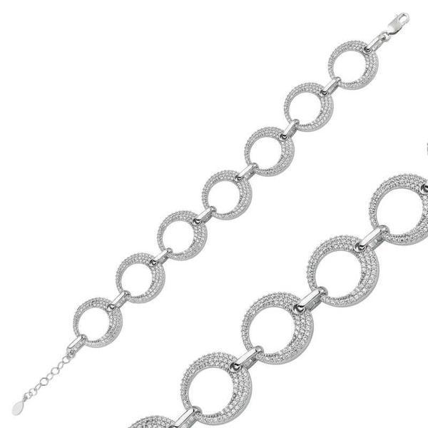 925 Ayar Gümüş Taşlı Halka Bileklik - Image 1