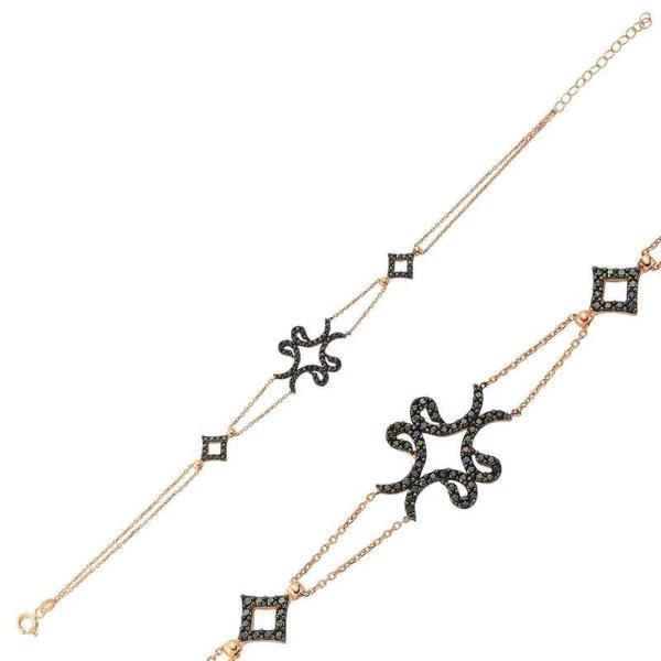 925 Ayar Gümüş Rose Dört Vavlı Bileklik - Image 1