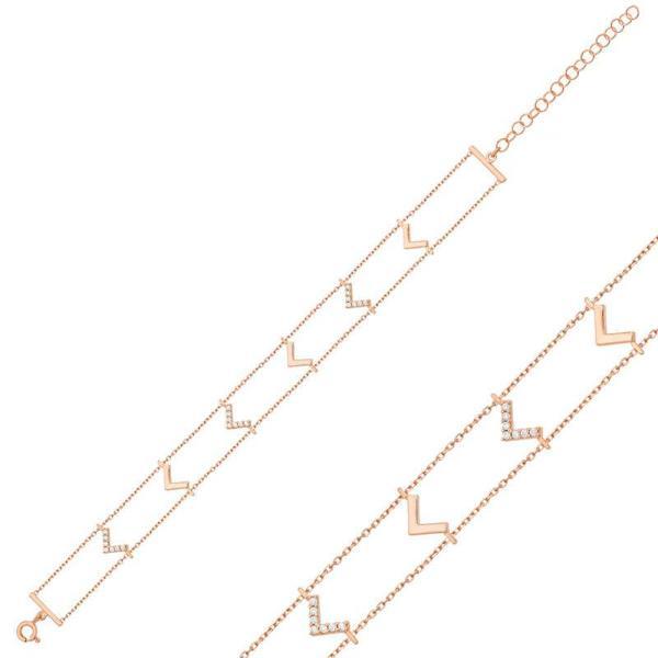 925 Ayar Gümüş Rose V Bileklik - Image 1