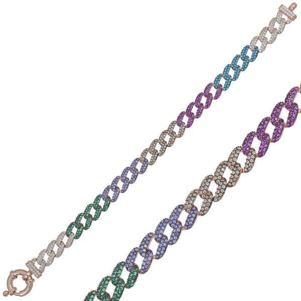 925 Ayar Gümüş Renkli Taşlı Gurmet Bileklik - Image 1