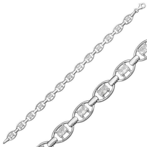 925 Ayar Gümüş Oval Su Yolu Bileklik - Image 1