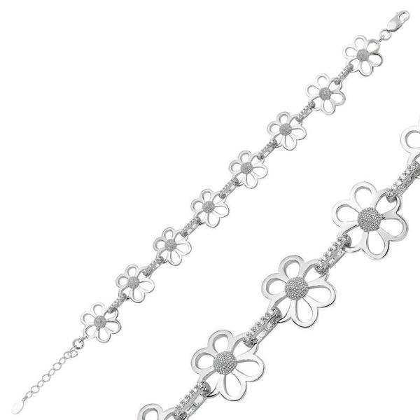 925 Ayar Gümüş Çiçek Bileklik - Image 1