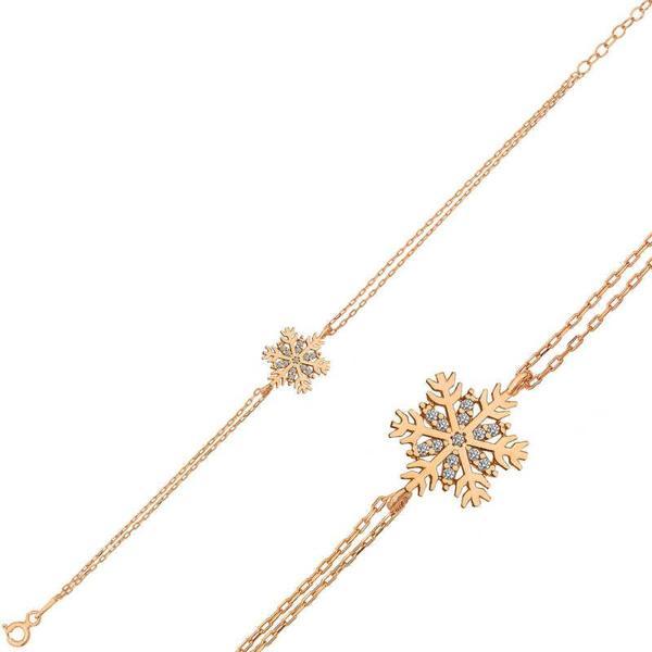 925 Ayar Gümüş Rose Kar Tanesi Bileklik - Image 1