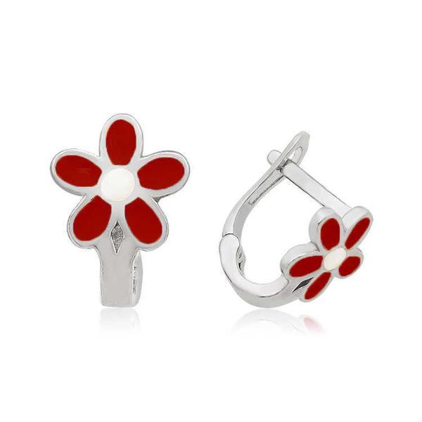 925 Ayar Gümüş Çiçek Çocuk Küpesi - Image 1