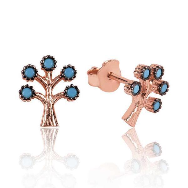 925 Ayar Gümüş Hayat Ağacı Çivili Küpe - Image 1