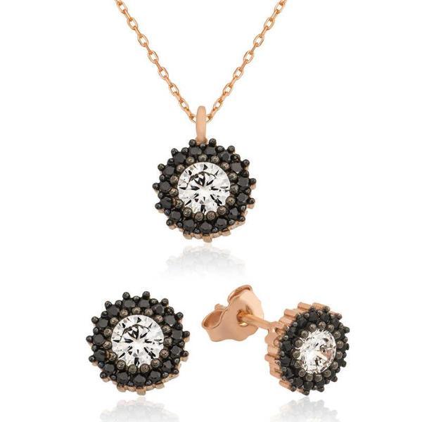 925 Ayar Gümüş Çiçek Tektaş Set - Image 1