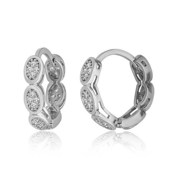 Gümüş Zirkon Taşlı Halka Kadın Küpe - Image 1