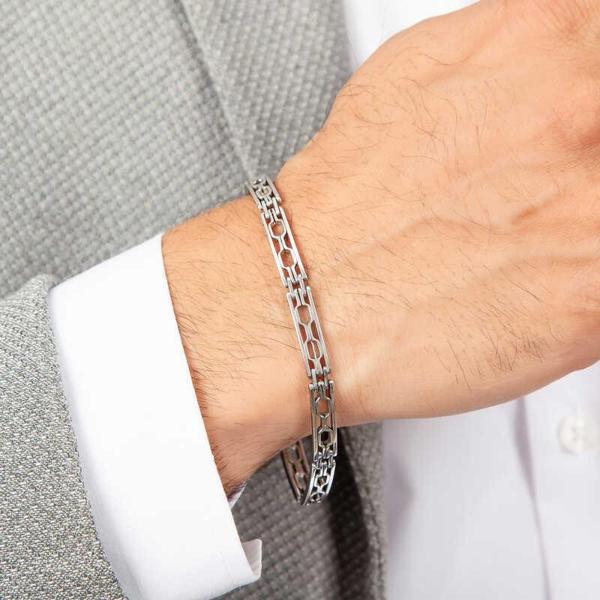 925 Ayar Gümüş Oksitli Erkek Bileklik - Image 1