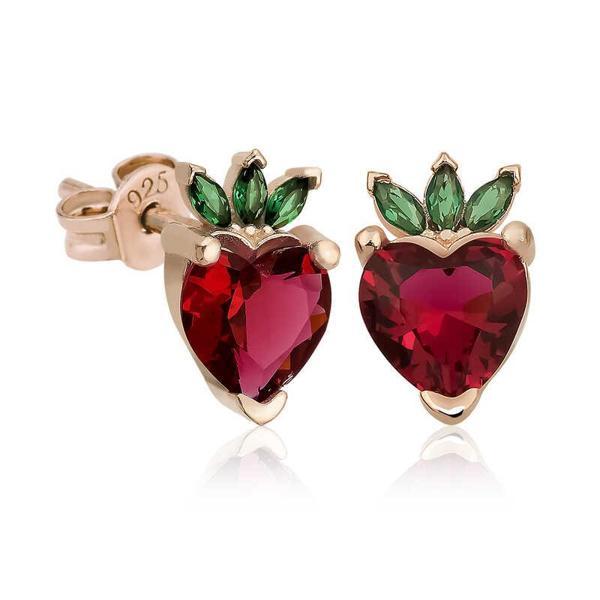 ​Gümüş Çilek Figür Meyve Çivi Küpe - Image 1