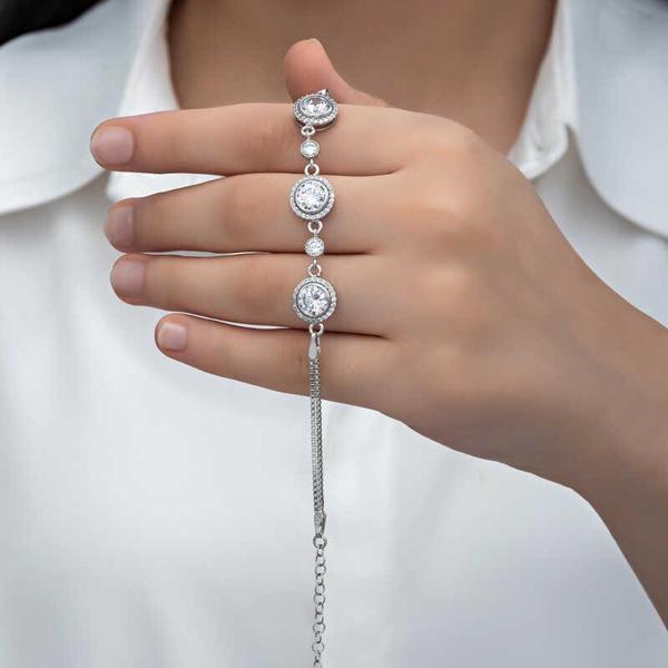 Gümüş Tektaş Kadın Bileklik - Image 1