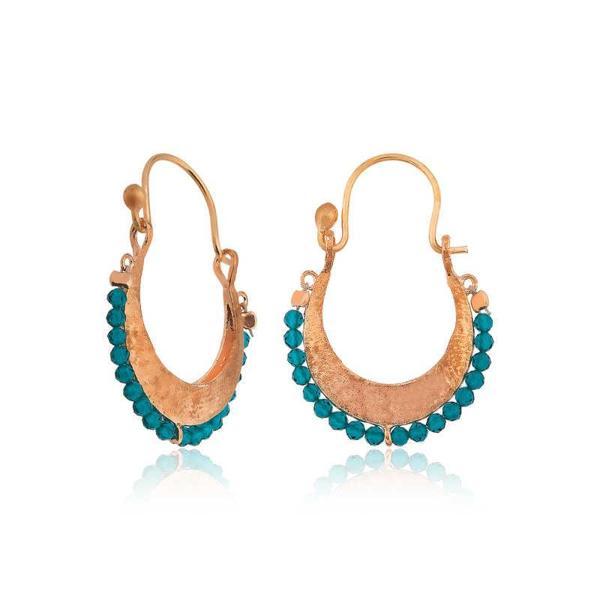 Gümüş Turkuaz Taşlı Bohem Küpe - Image 1