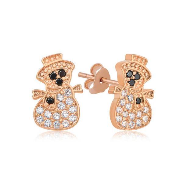 Gümüş Rose Kardan Adam Kadın Küpe - Image 1