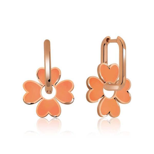 ​Gümüş Fosforlu Turuncu Yonca Küpe - Image 1