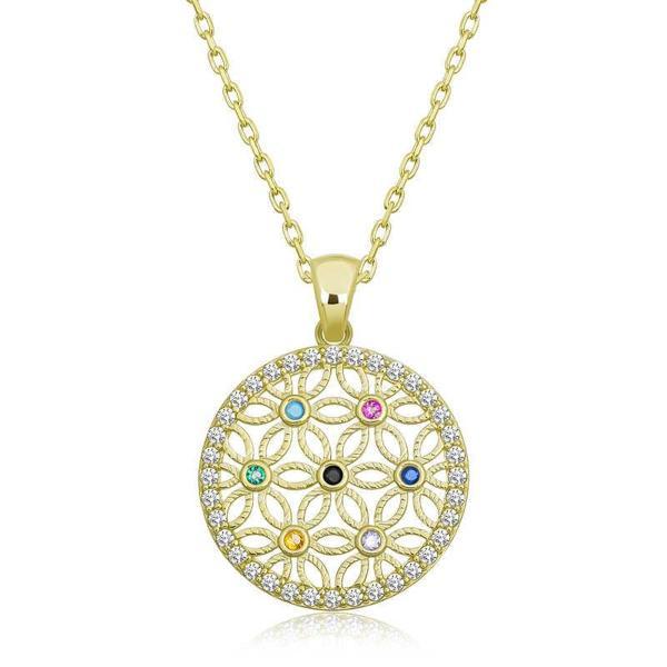 925 Ayar Gümüş Renkli Taşlı Yaşam Çiçeği Kadın Gümüş Kolye - Image 1