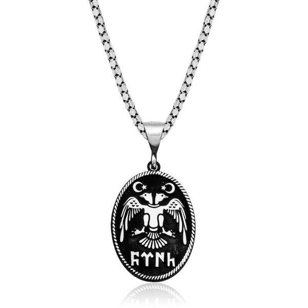 925 Ayar Gümüş Çift Başlı Selçuklu Kartalı Gümüş Kolye - Image 1