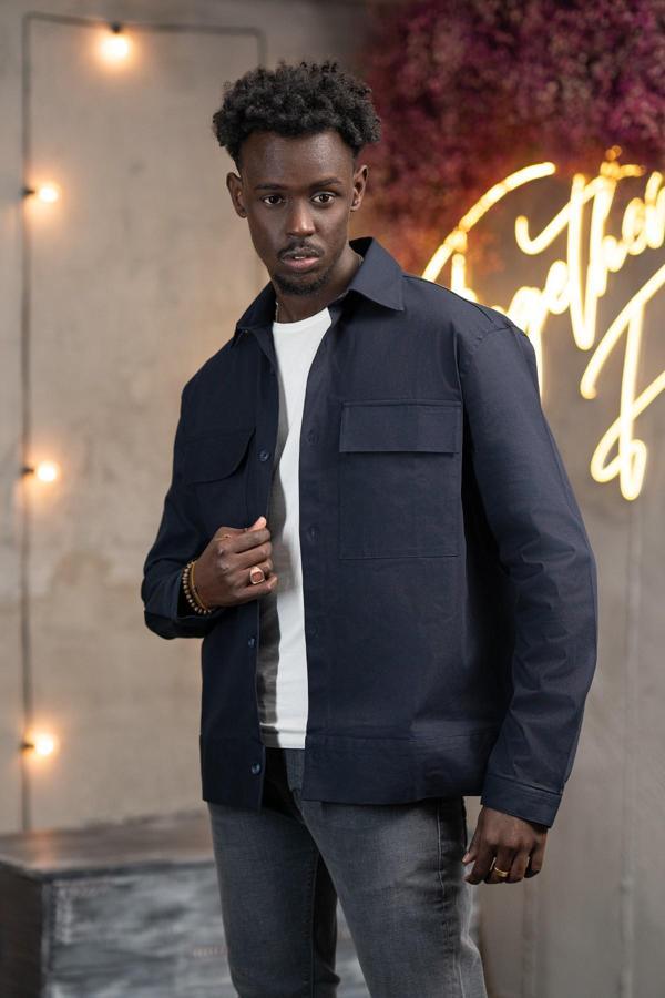 Oversize Çift Kapak Cepli İnce Kanvas Kumaş Astarsız Gömlek - Image 1