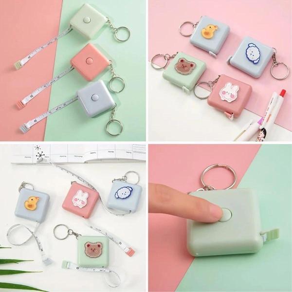 BUFFER® Sevimli Yumuşak Stickerli 150 cm Uzunluğunda Pratik Taşınabilir Çanta Boy Anahtarlıklı Mezur - Image 1