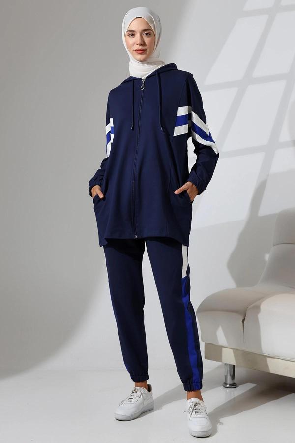 Kadın Mevsimlik Penye Alt Üst Spor Ve Rahat Ikili Tunik Pantolon Şık Tesettür Takım - Image 1