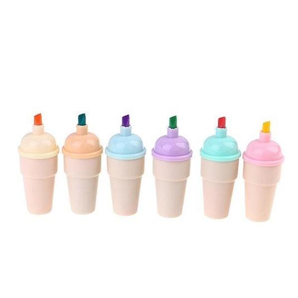 Külah Dondurma 6 Lı Mini Fosforlu Kalem Seti - Image 1