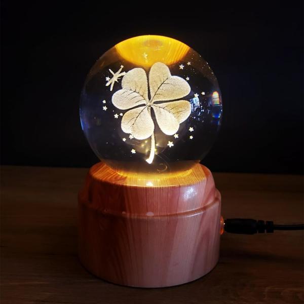 Usb'li Yonca Tasarımlı Dönen Cam Küre - Image 1