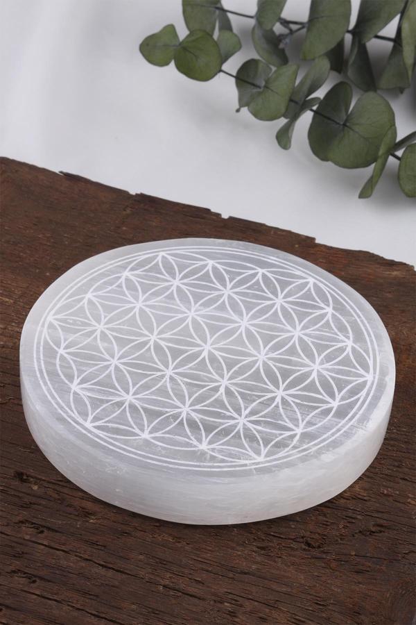 Doğal Daire Selenit Taşı Yaşam Çiçeği( 11 cm )  600140 - Image 1