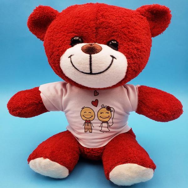 Gelin Damat Çift Baskılı Tişörtü Kırmızı Ayı - Image 1