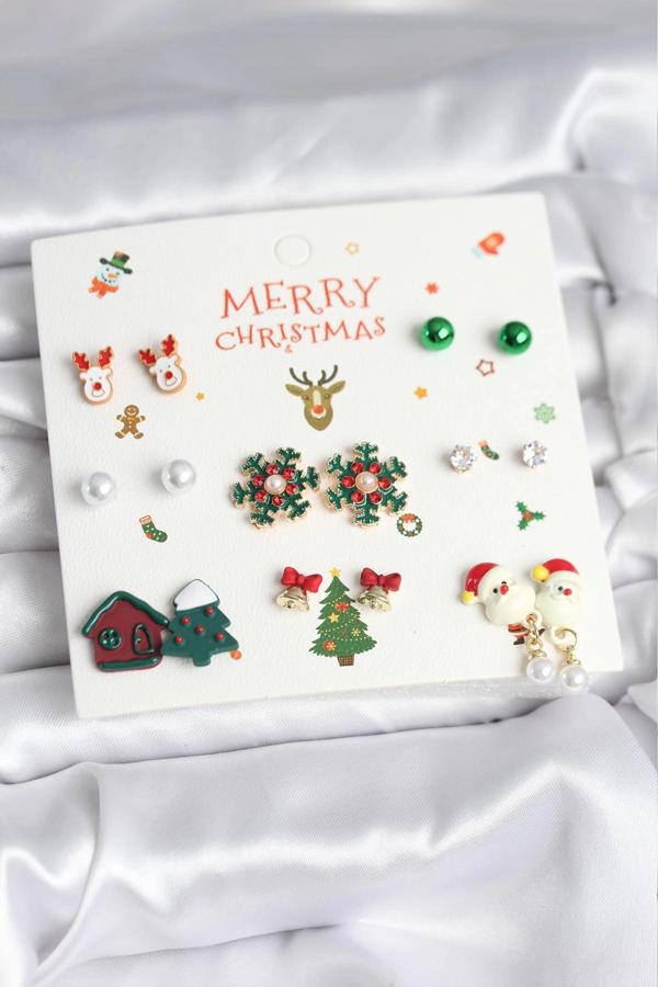 Yılbaşı Temalı 8 Çift Küpe Seti - Image 1