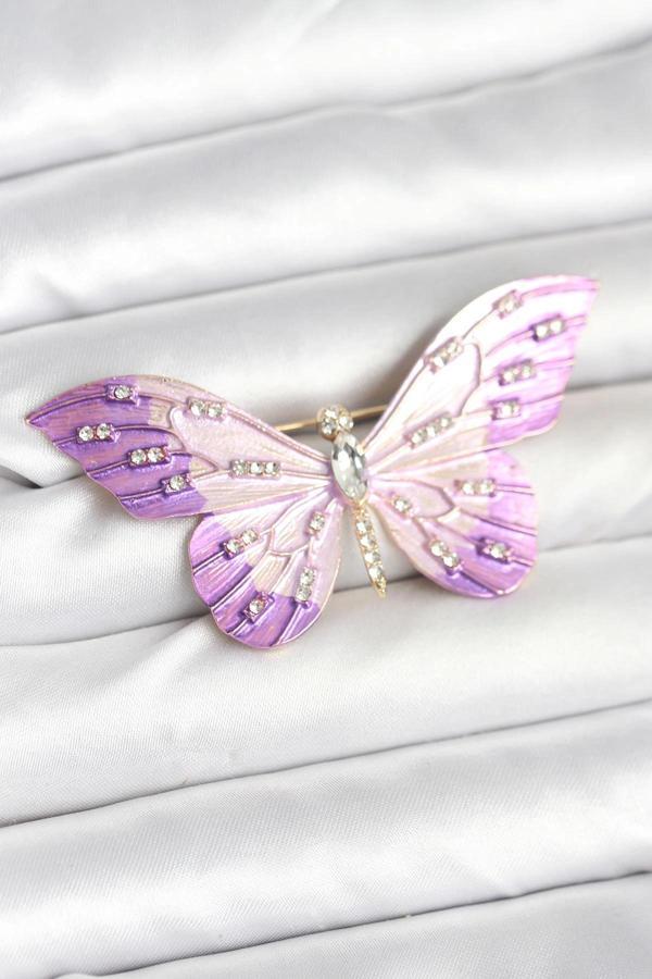 Lila Renk Kelebek Model Broş - Image 1