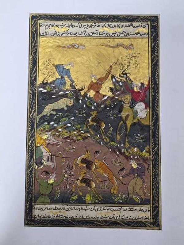 Geyiklerin Yaşam Mücadelesi Adlı El Yapımı Minyatür Resim 30x20 cm - Image 1