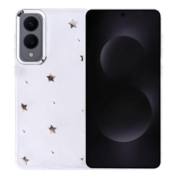 Galaxy S25 Edge Kılıf Airbag Tasarımlı Simli Şeffaf Zore Kutup Kapak - Image 1