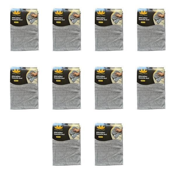 Miss Clean Mikrofiber Kareli Yüzey Cam Temizlik Bezi 50x70 Cm Süper Emici - 320 Gr. - Gri - 10 Adet - Image 1