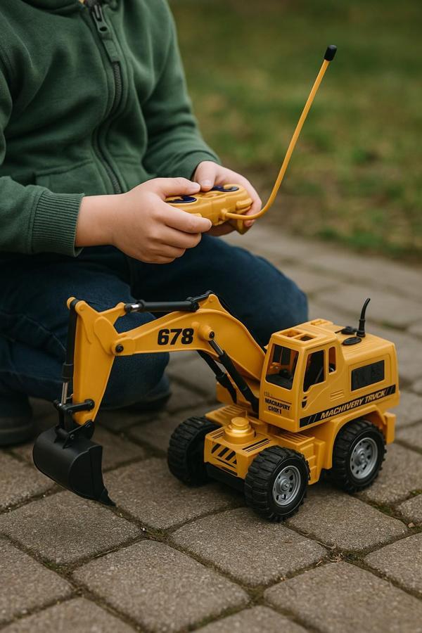 Şarjlı Uzaktan Kumandalı 5 Kanal Sarı Ekskavatör Oyuncak Kepçe 35 Cm - Image 1