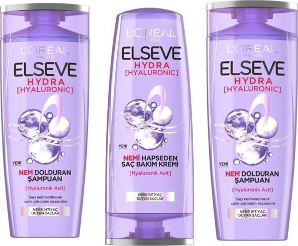 Elseve Hydra [Hyaluronic] Saç Bakım Kremi 390 Ml 1 Adet+ Hydra Şampuan 390 Ml 2 Adet - Image 1